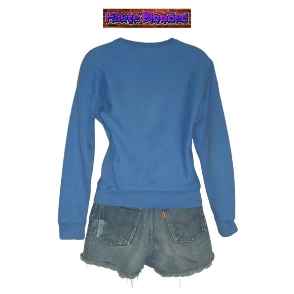 Vintage 90's Champion Reverse Weave Blue Sweatshirt Distressed Streetwear Sporty - Picture 4 of 11